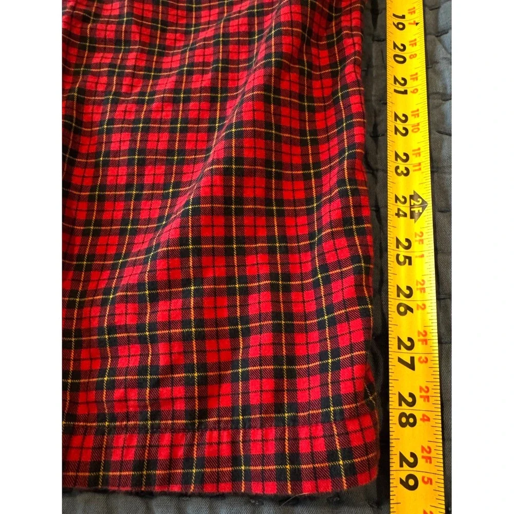 Polo Ralph Lauren Sleepwear PJ Pants Red Tartan Micro Plaid Men's L Yellow Pony